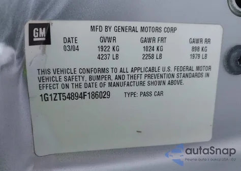 2004 Chevrolet Malibu Ls из США, поврежденный, VIN 1G1ZT54894F186029